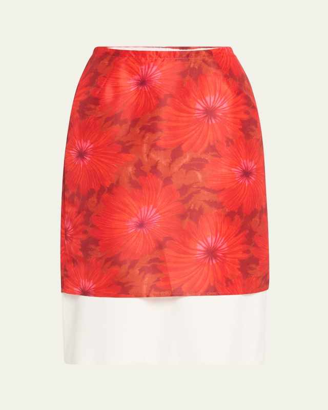 Floral Print Viscose Twill Antille Skirt